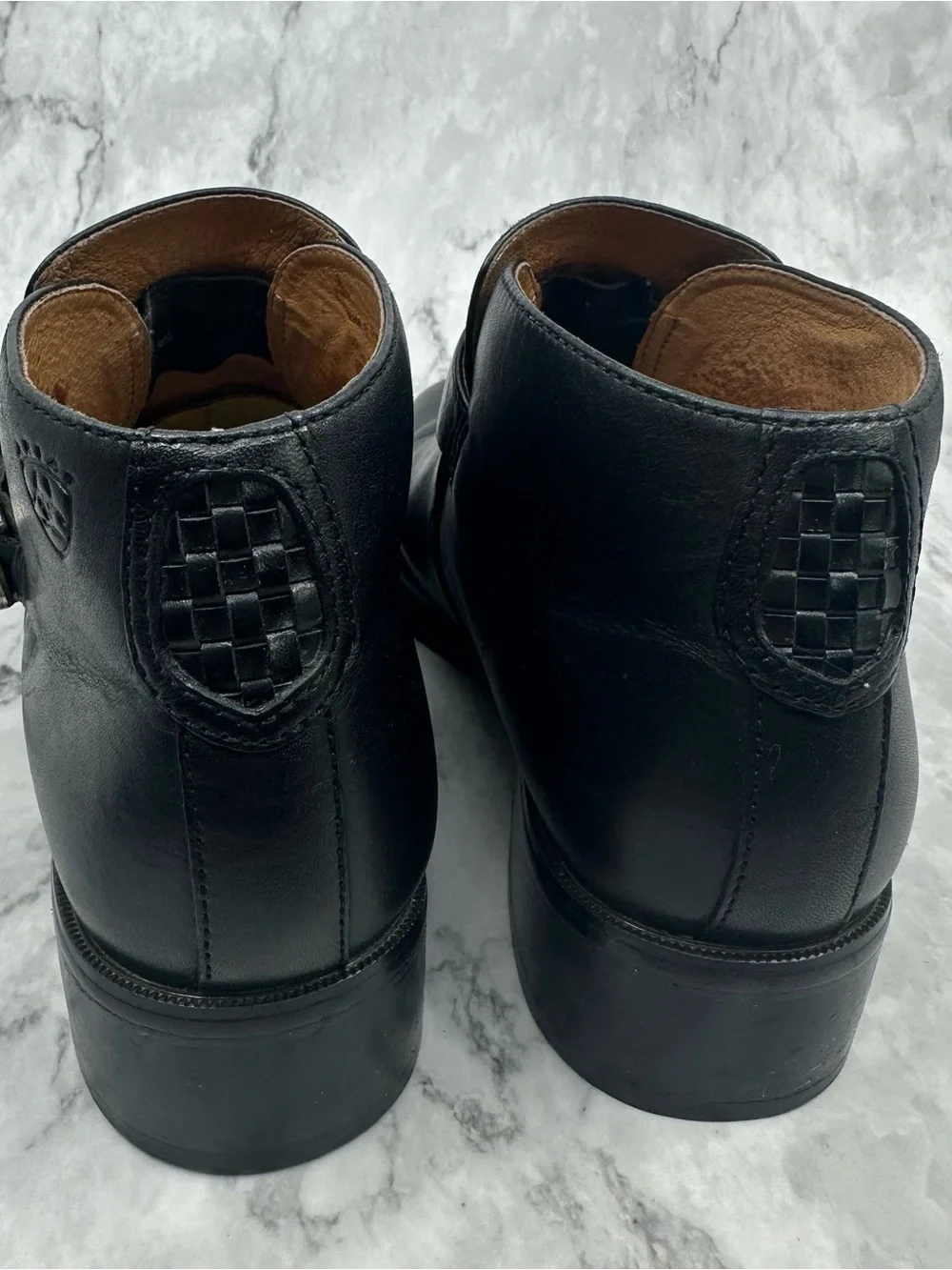Ariat Black Leather Ankle Boots with Decorative Silver Buckle